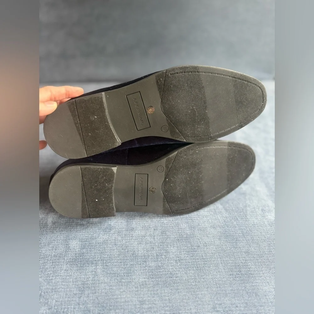 JF. J Ferrar Navy Velvet Slip On Loafers Mens SZ 10M Memory Foam Dressy Formal